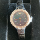 Emporio Armani Aviator Crystals Mother of Pearl Black Dial Black Silicon Strap Watch For Women - AR11373